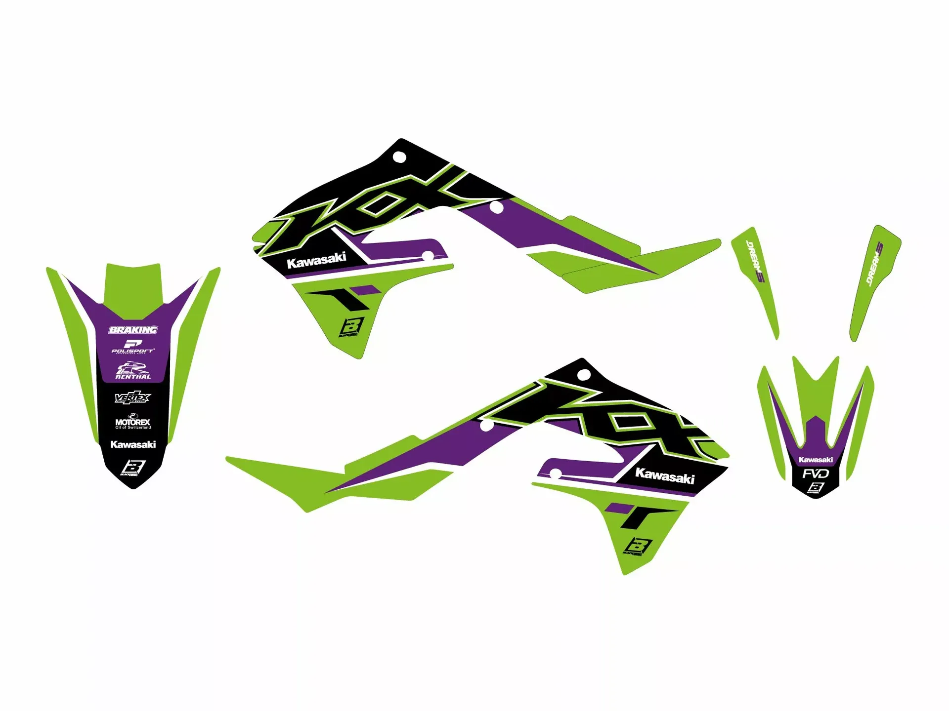 Blackbird Racing Dream 5 grafiksæt Kawasaki KX 450 4T 2019-2024 - Blackbird