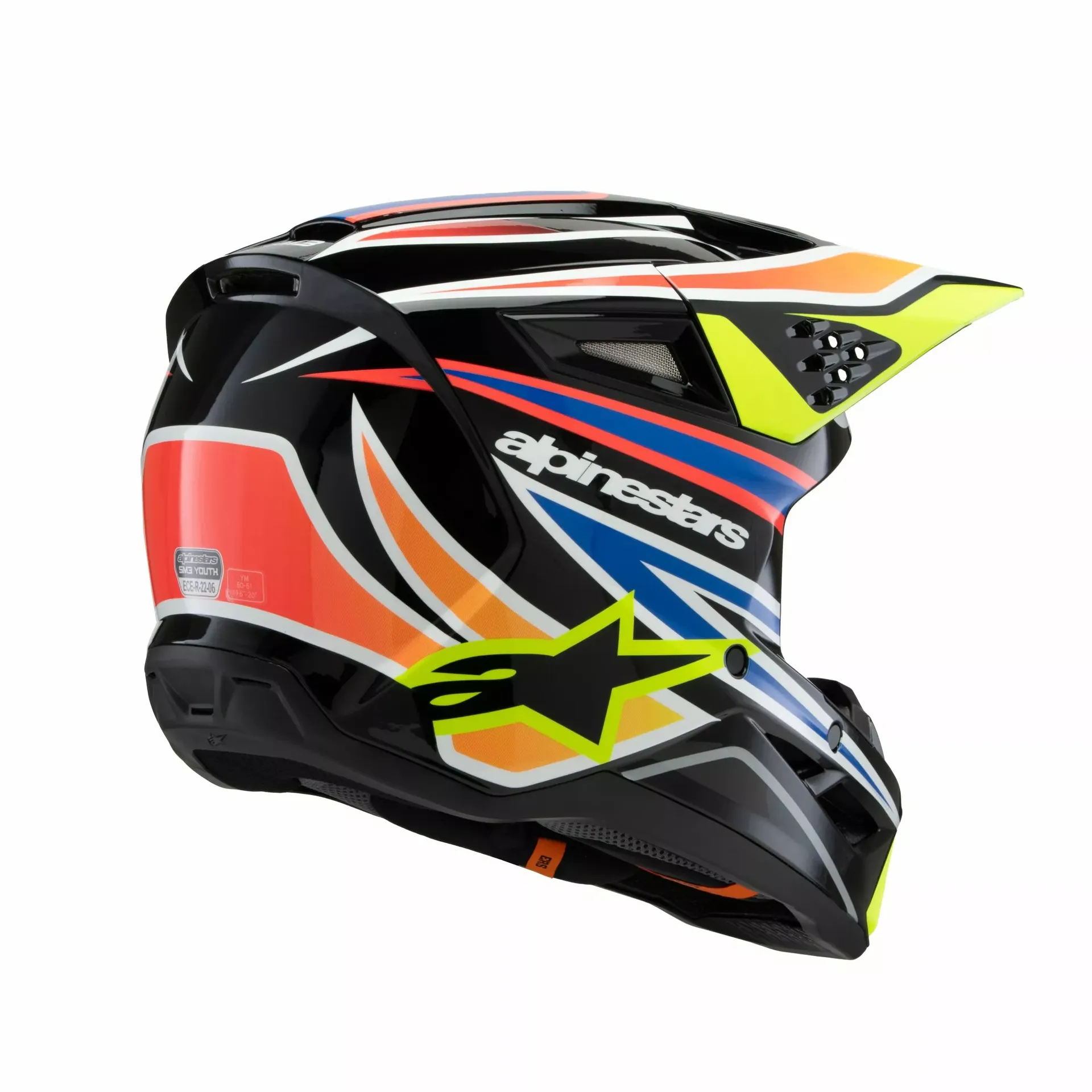 Alpinestars SM3 Børnehjelm - Wurx sort/gul/blå/rød - Alpinestars