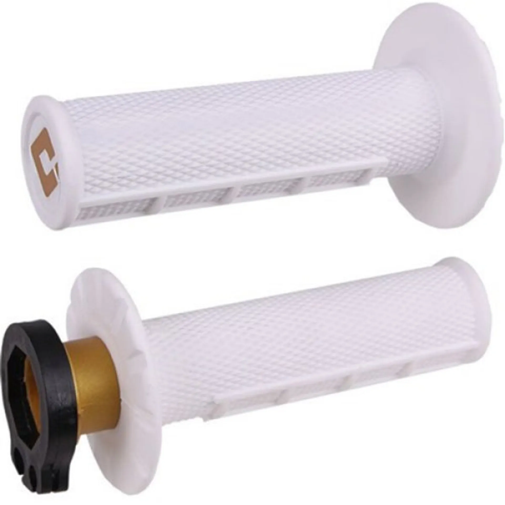 ODI Half Waffle MX Lock-On Grip Set 2 & 4 Stroke - White - ODI - Motocross Parts