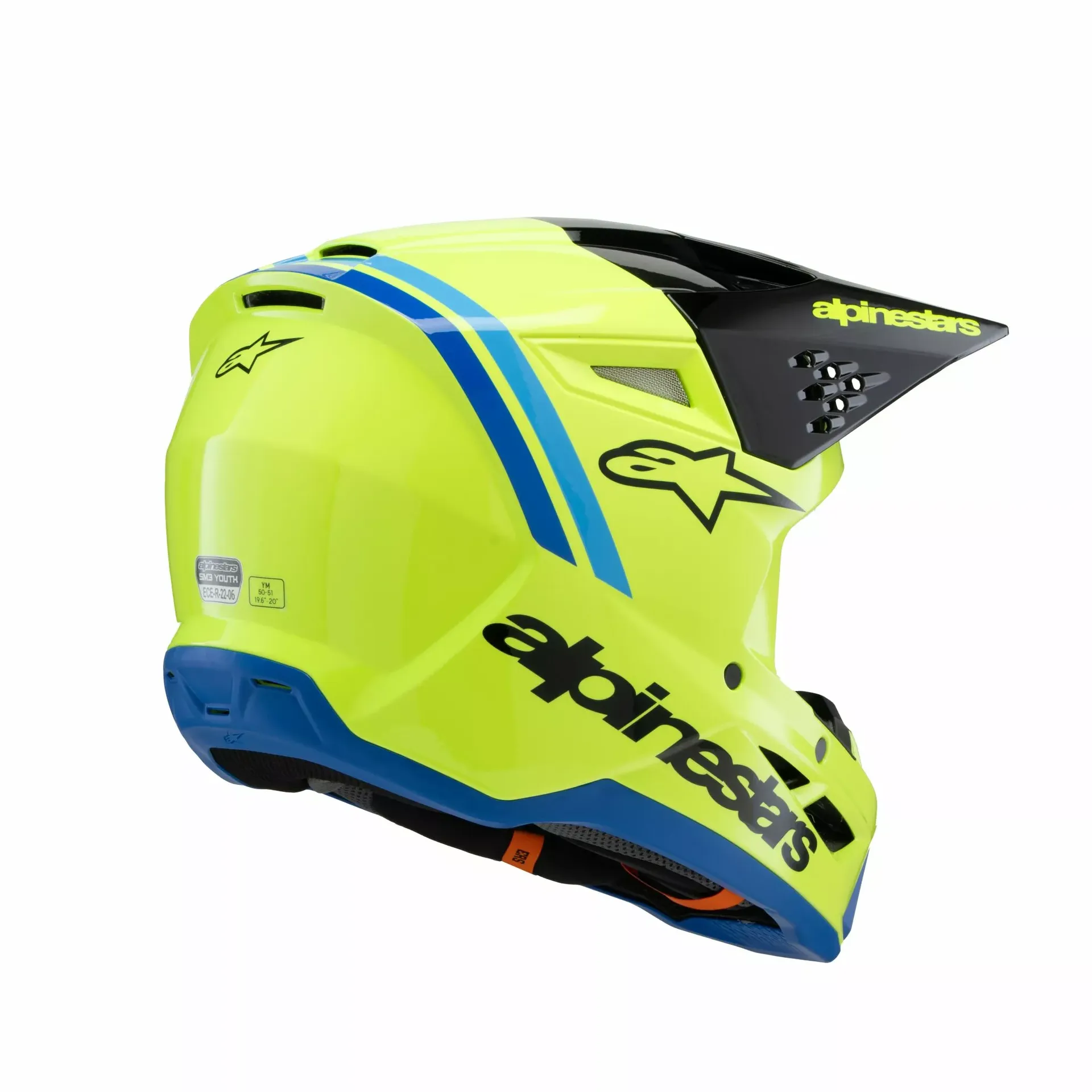Alpinestars SM3 Børnehjelm - Radium gul/sort/blå - Alpinestars