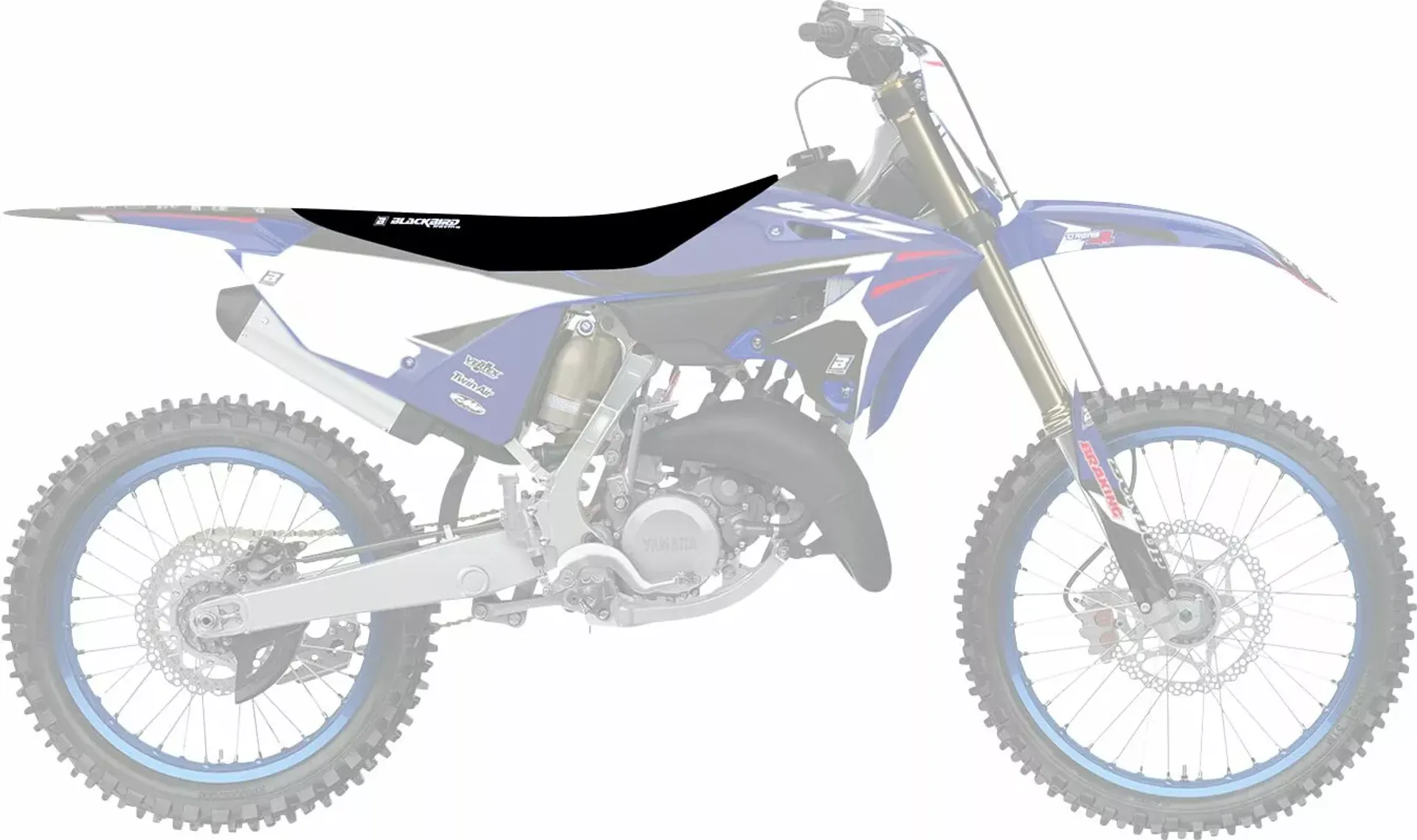 Blackbird Racing Zebra Sædeovertræk Sort/Blå rippet YZ125/250 2022-... - Blackbird