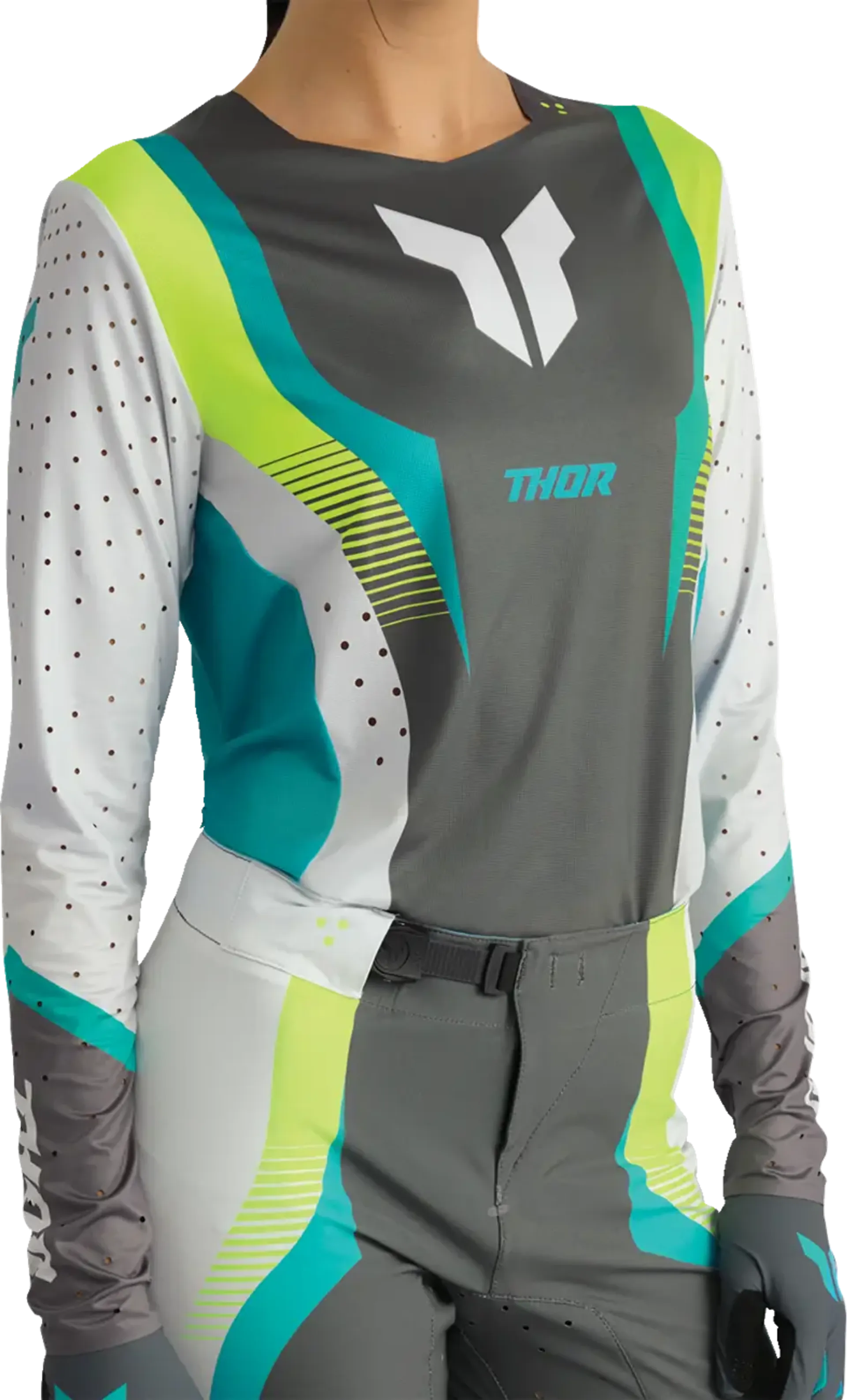Thor Sportmode Jersey til kvinder - Velocity Gray/Aqua - Thor