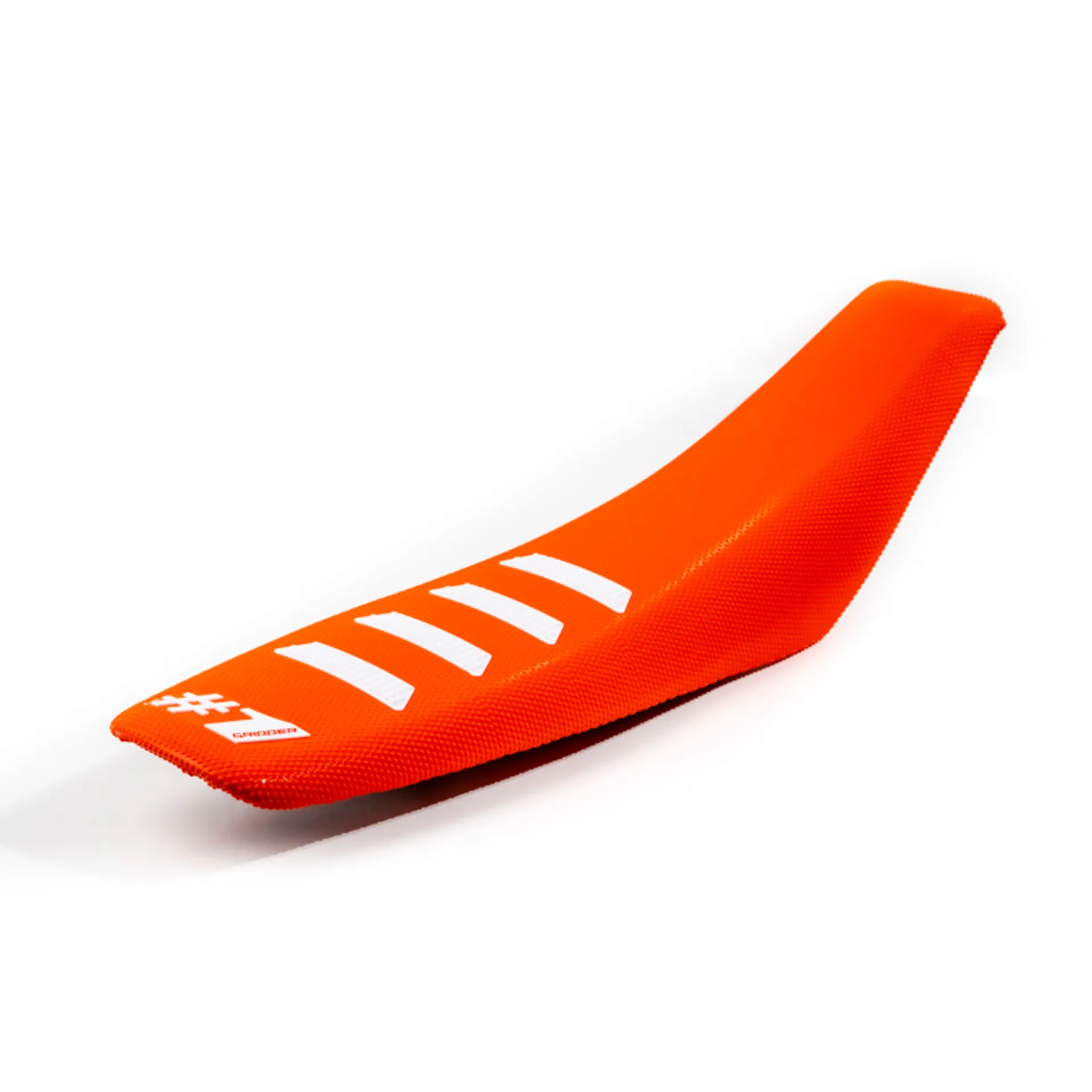 ONEGRIPPER Sædebetræk – RIBBET – Orange/hvid - OneGripper - Motocross Parts
