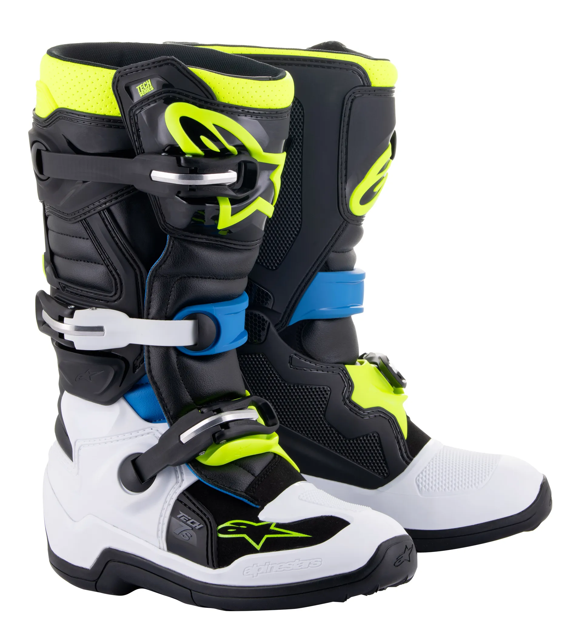 Alpinestars Boot Tech 7s junior Sort/Blå/Gul Fluo - Alpinestars