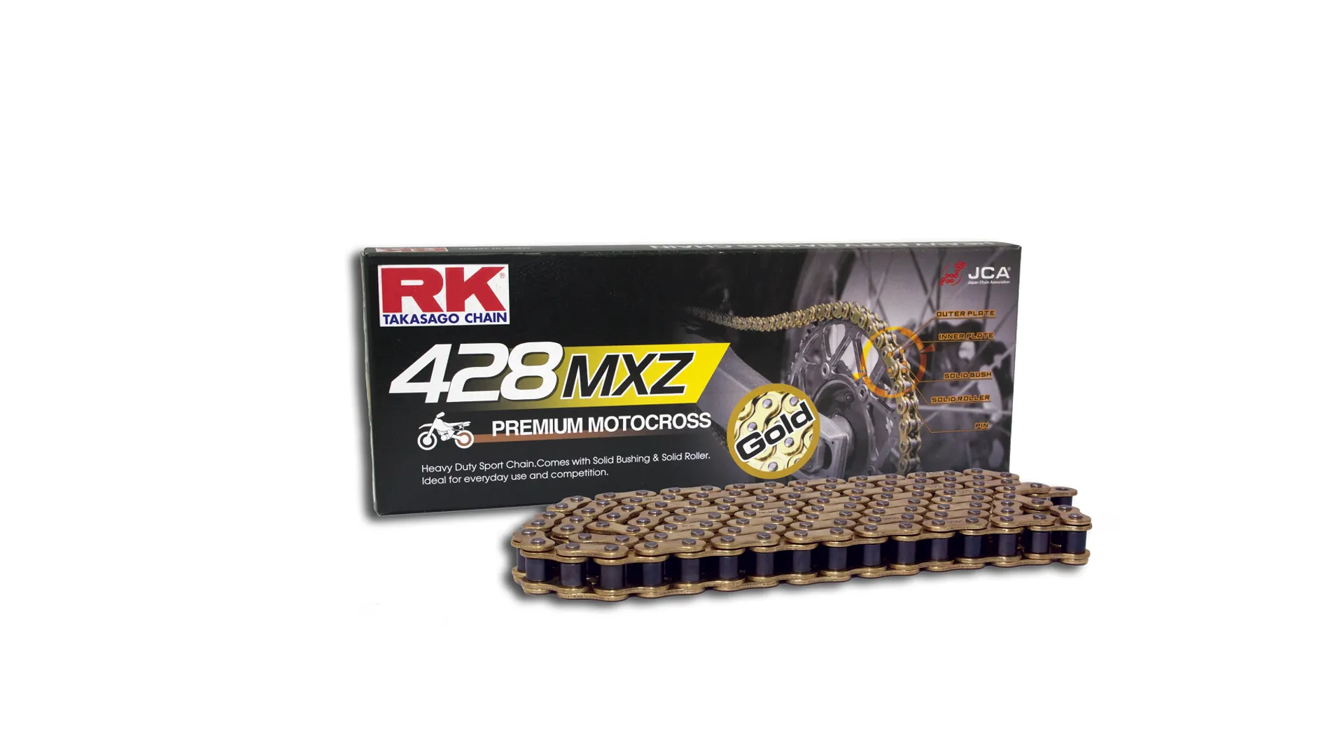 RK GB428MXZ Offroad/Street Chain Gold +CL (Connect.link) - RK Japan - Motocross Parts