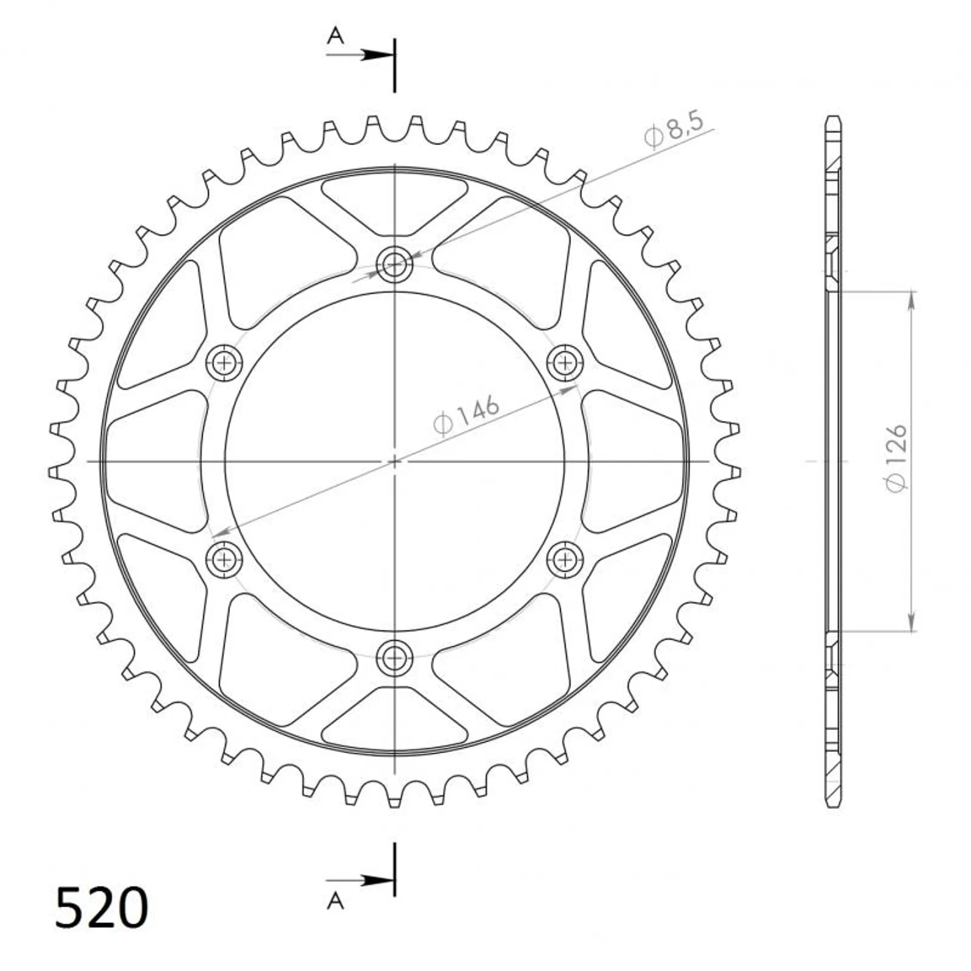 BAGESTE STÅL 49T, SORT, 520 - Supersprox