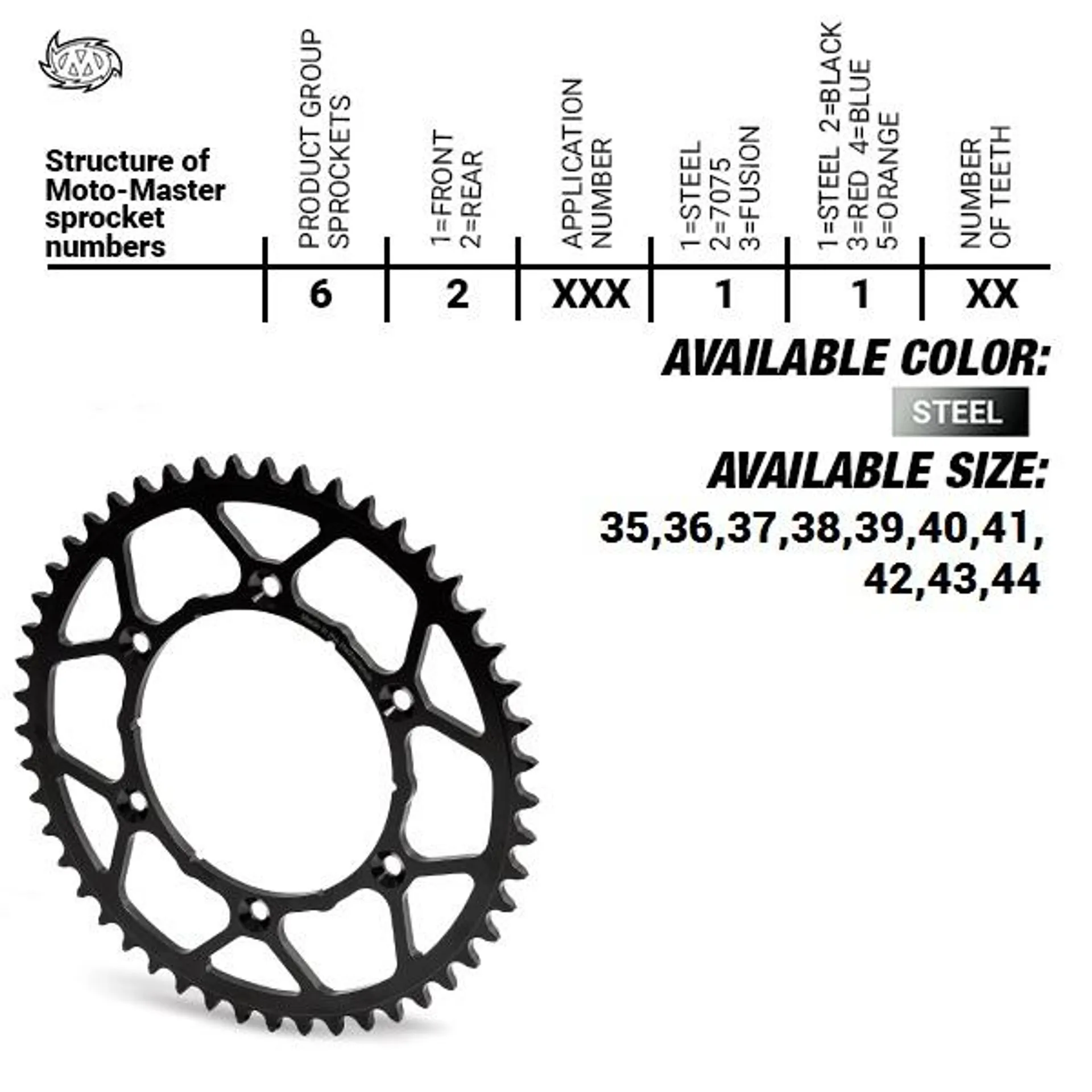 Moto Master rear sprocket 39t steel 415 - Moto-Master - Motocross Parts