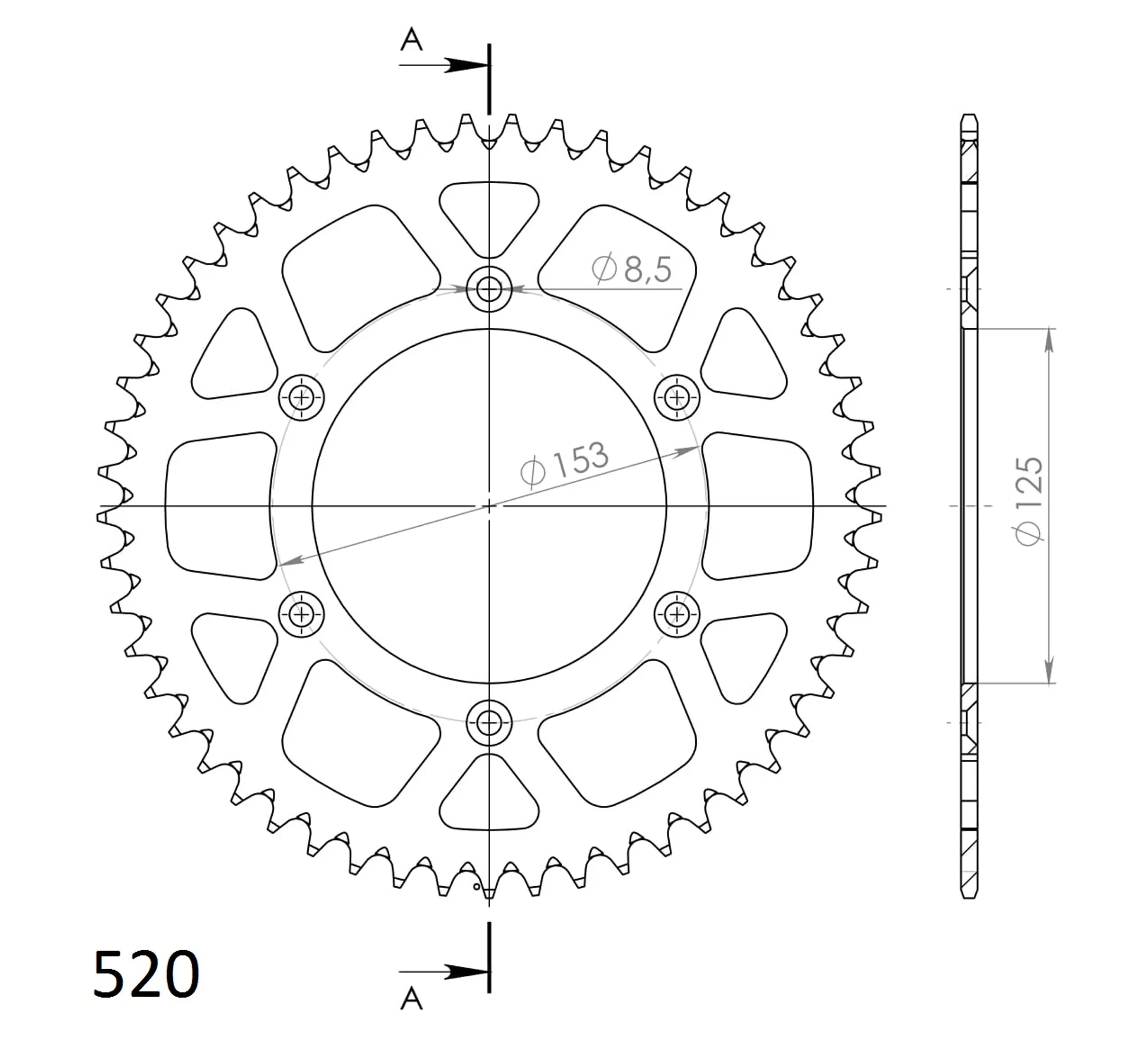Supersprox Alu Bagtandhjul HO CR/CRF Red 50 - Supersprox