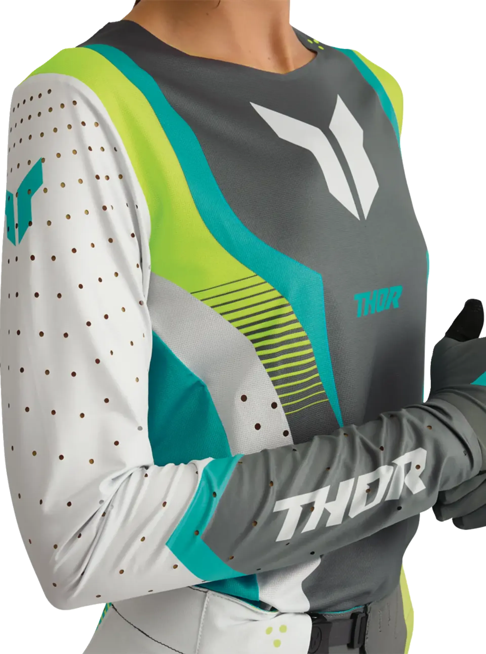 Thor Sportmode Jersey til kvinder - Velocity Gray/Aqua - Thor