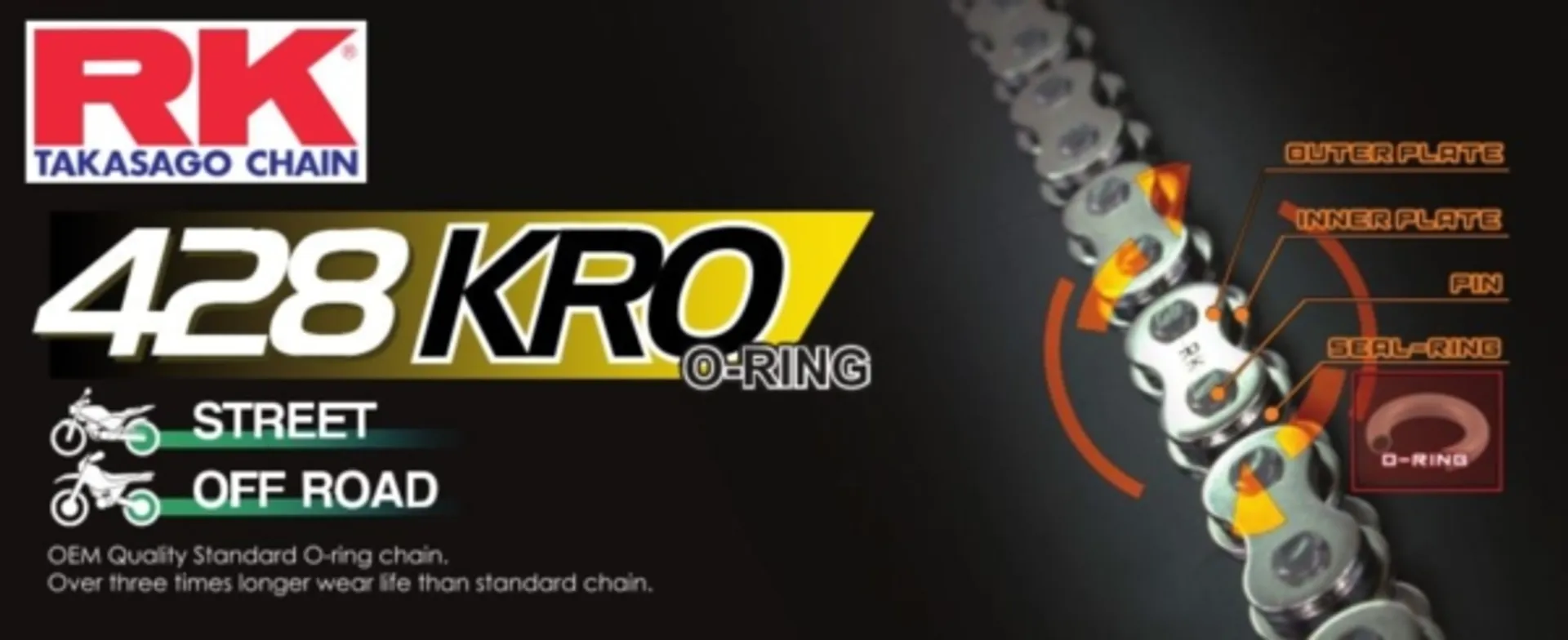RK GS428KRO O-ringskæde Guld +CL (Commect.link) - RK Japan - Motocross Parts