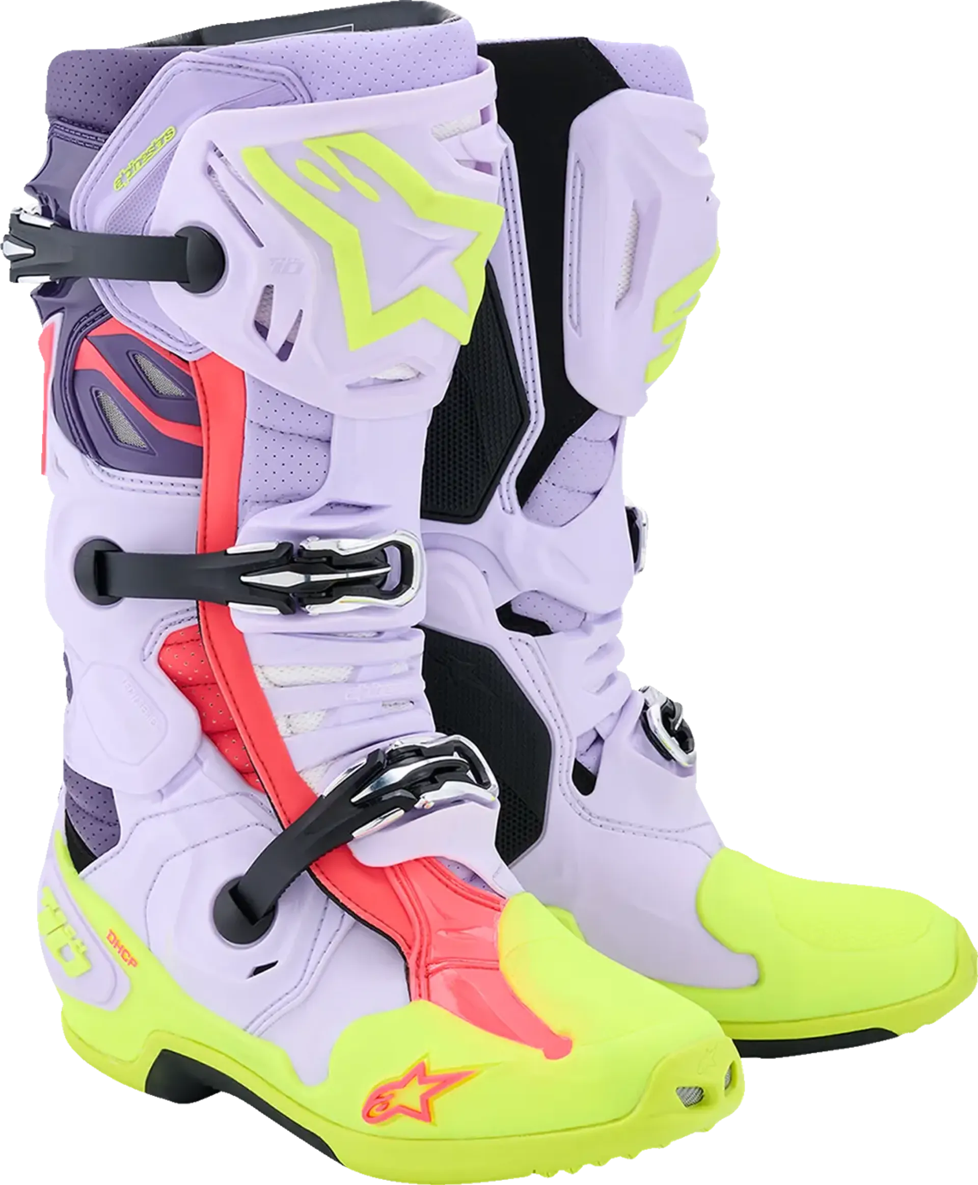 Alpinestars Tech 10 Supervented Boots - Purple/Yellow/Pink