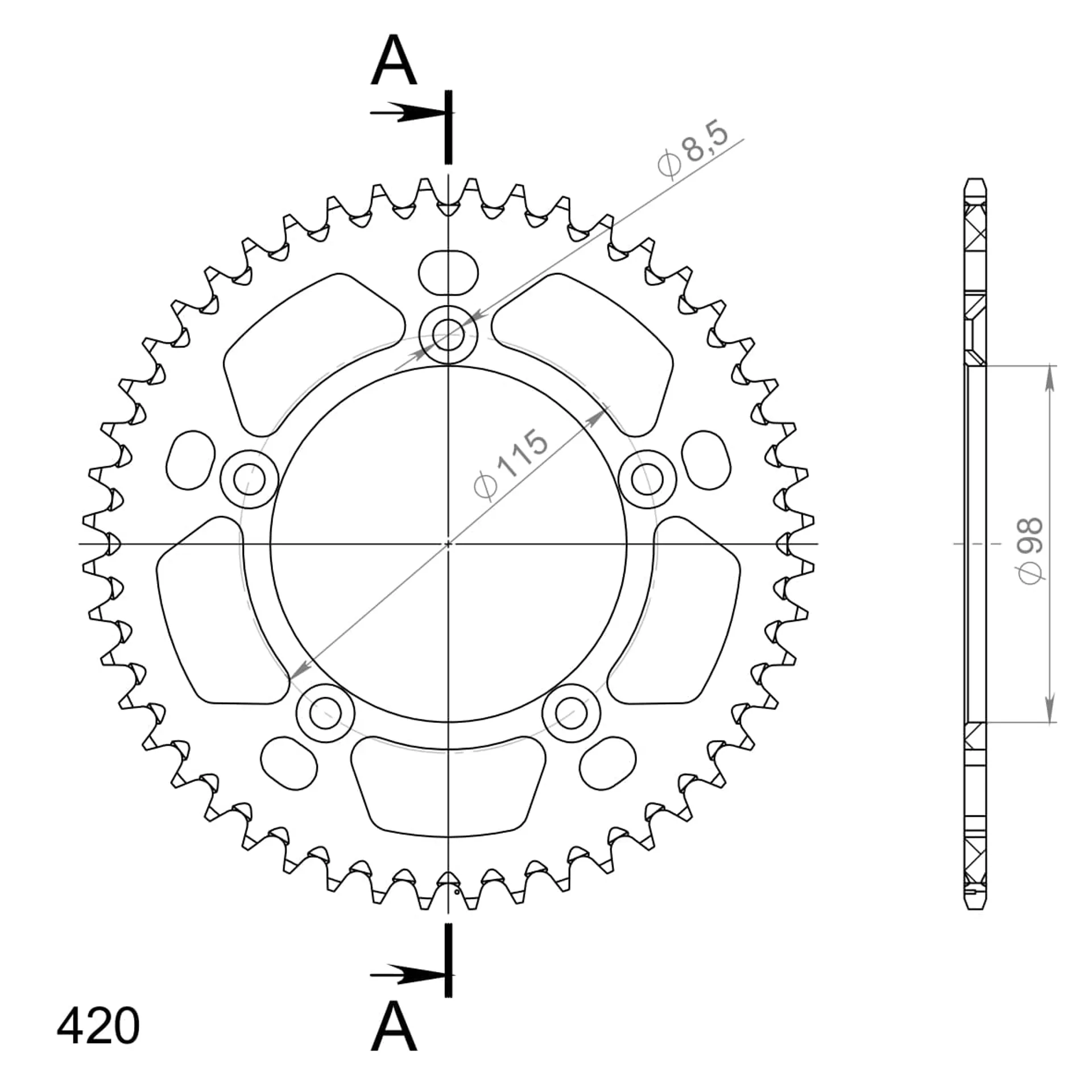 Supersprox Alu Rear sprocket KTM 60/65SX 97- Orange 48 - Supersprox