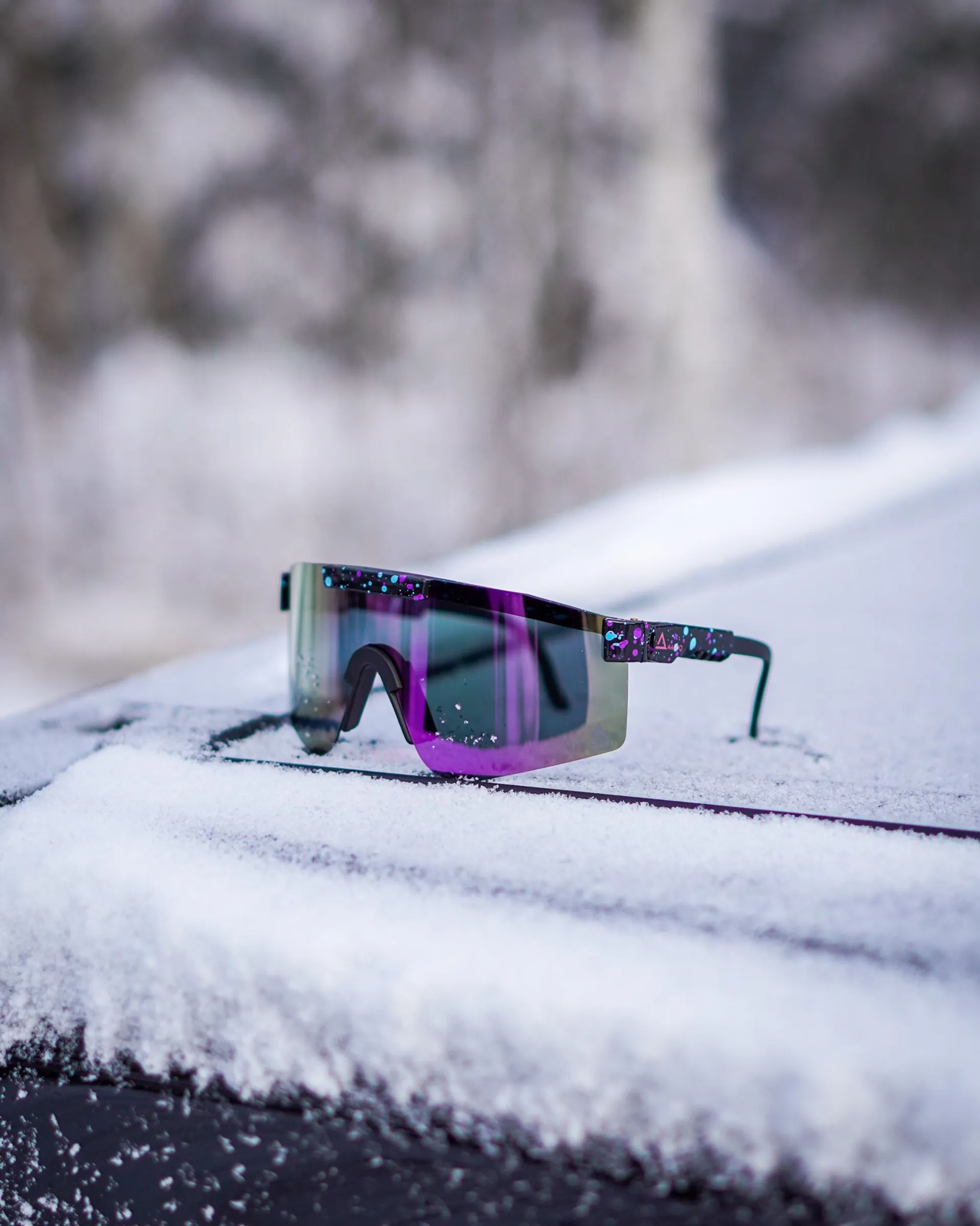 AMOQ Comet Sunglasses Black Splash - Purple Mirror - AMOQ - Motocross Parts