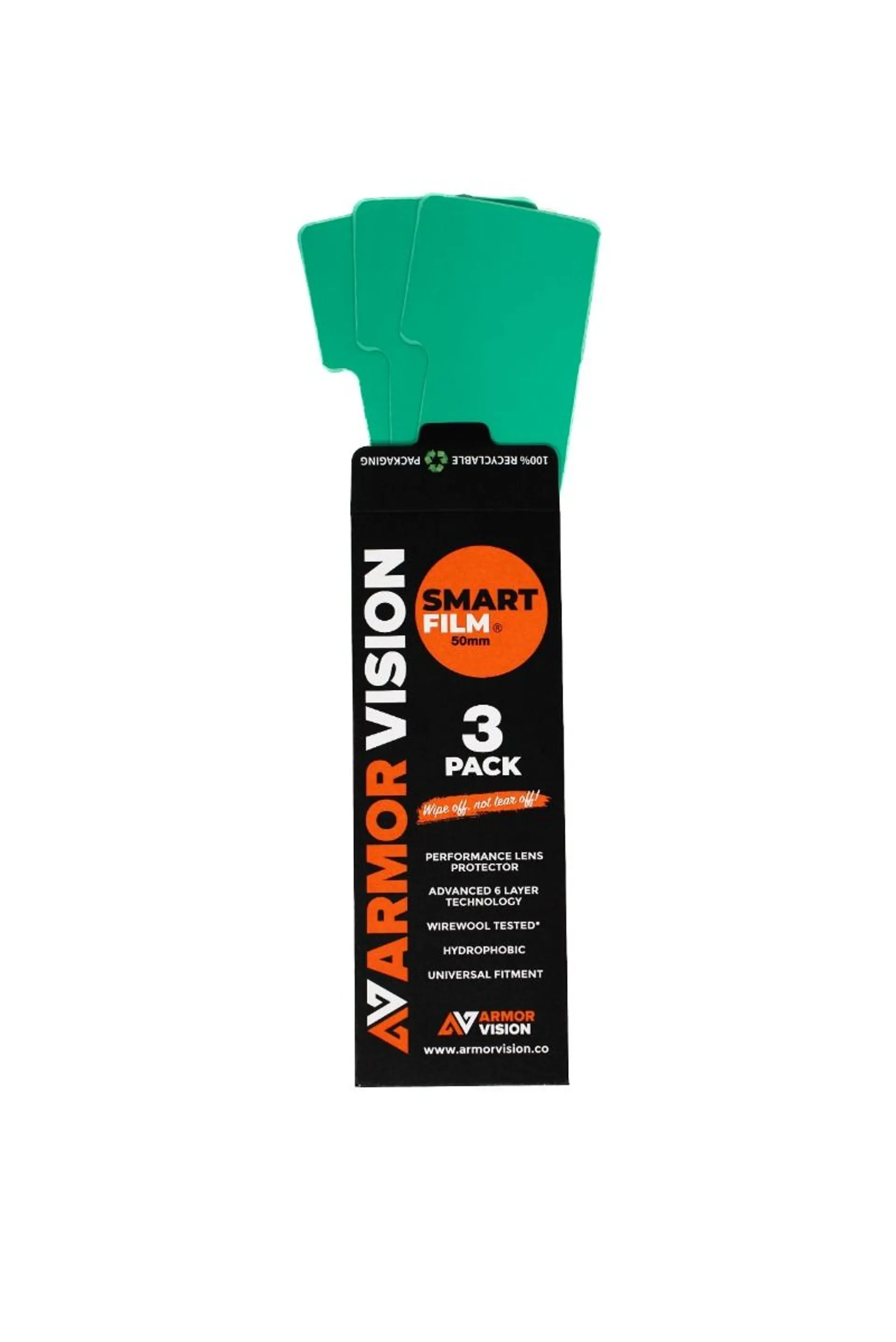 Armor Vision 62MM Smart Film Glasbeskyttelse - 3 stk - Armor Vision - Motocross Parts