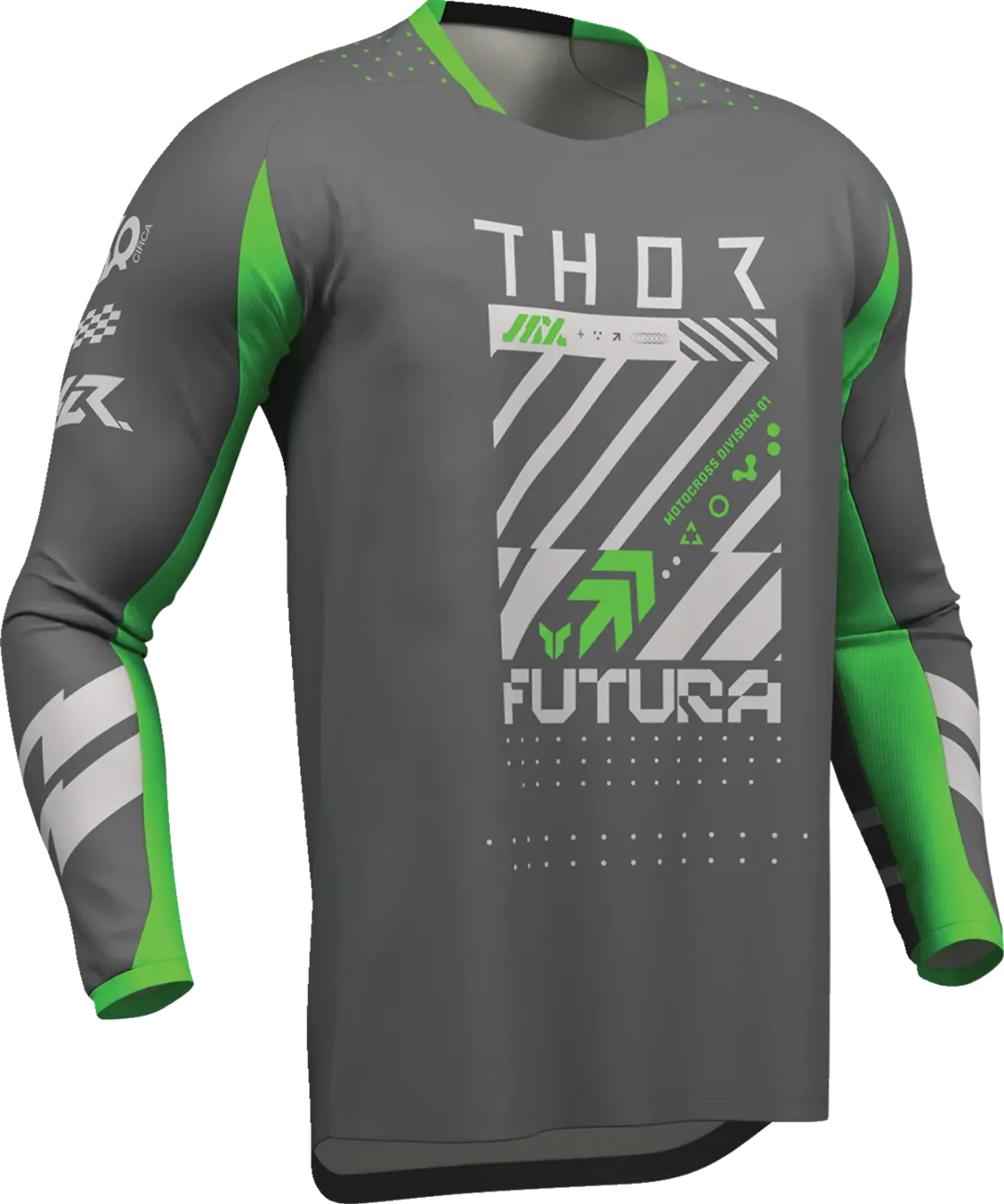 Thor Launchmode Jersey - Futura Charcoal/Green - Thor - Motocross Parts