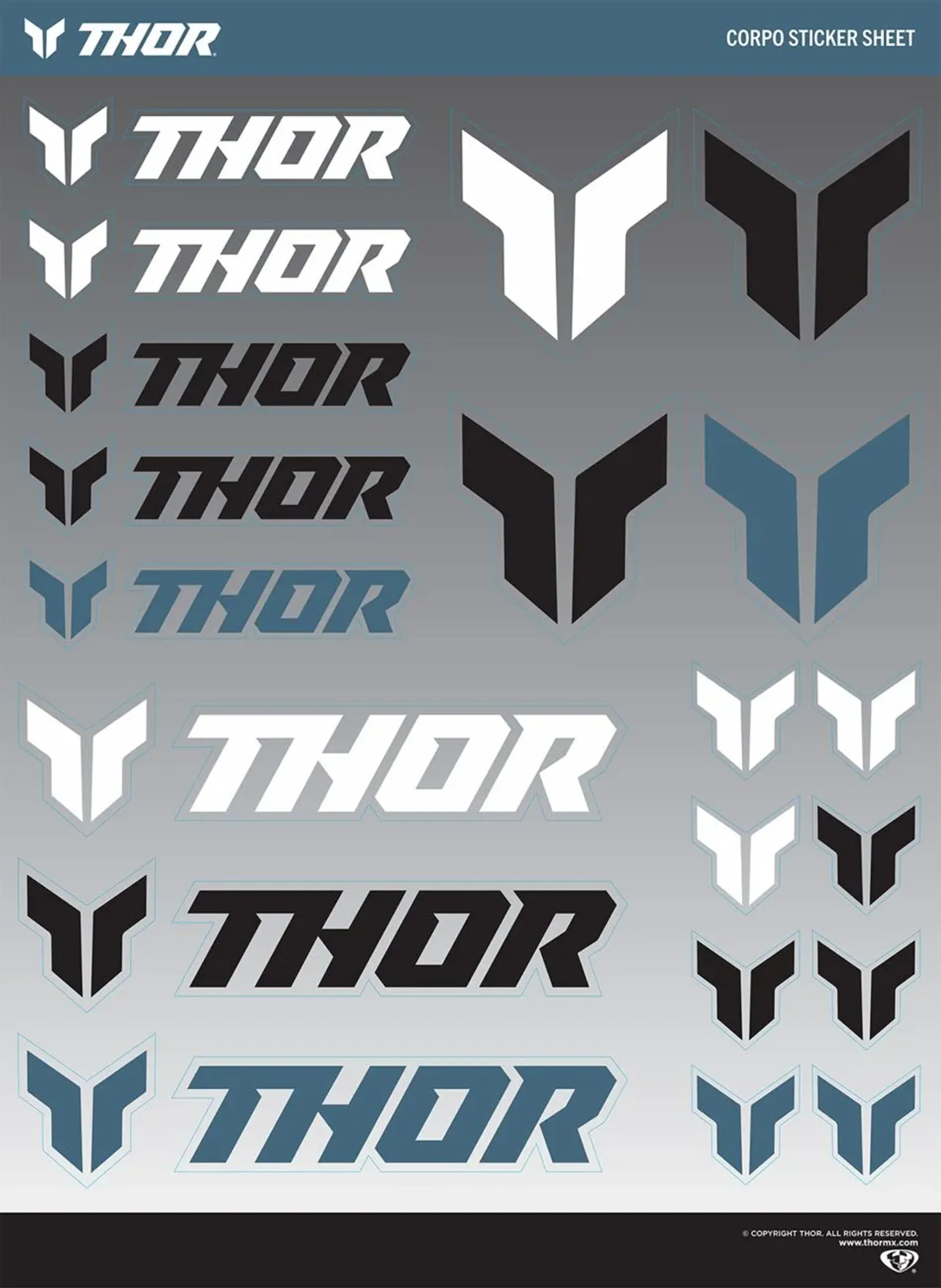 Thor corpo klistermærkeark - multi - Thor - Motocross Parts