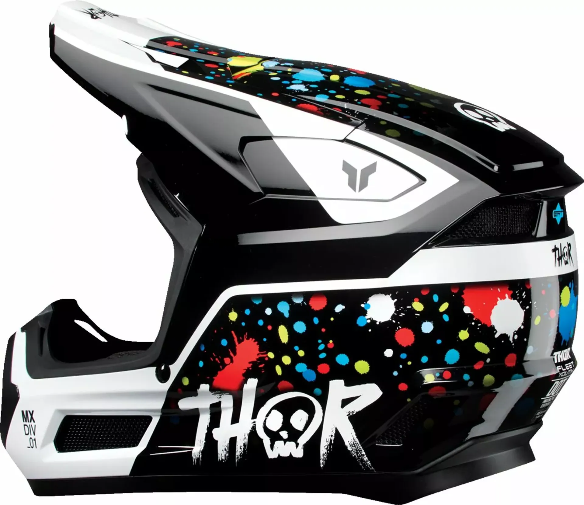 Thor Fleet Børnehjelm - Splat Sort/Hvid - Thor