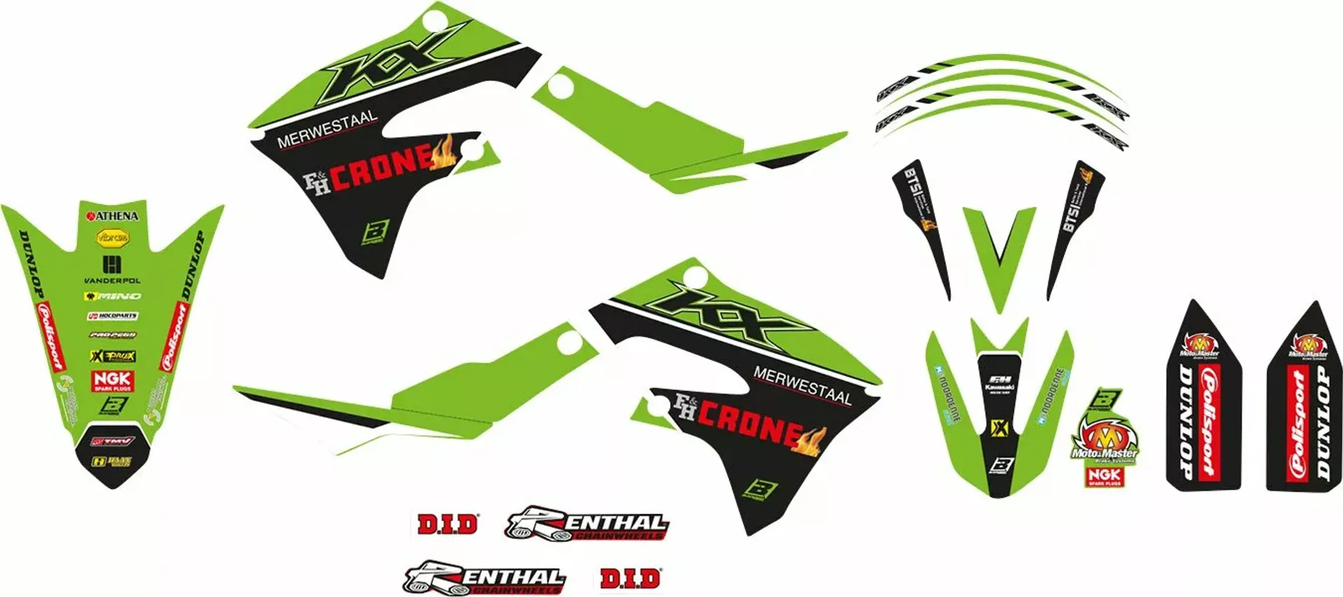 Blackbird Racing grafisk sæt med sædebetræk Repli Kawasaki KX 450 4T 2019-2024 - Blackbird - Motocross Parts