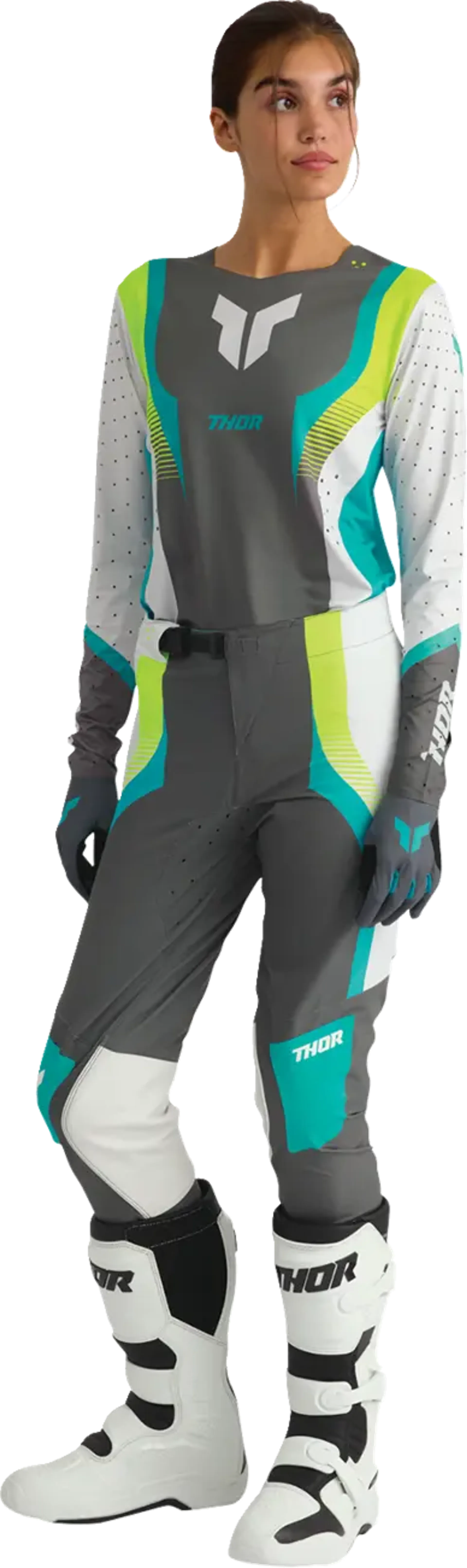Thor Women Sportmode Glove - Iconic Gray/Aqua - Thor