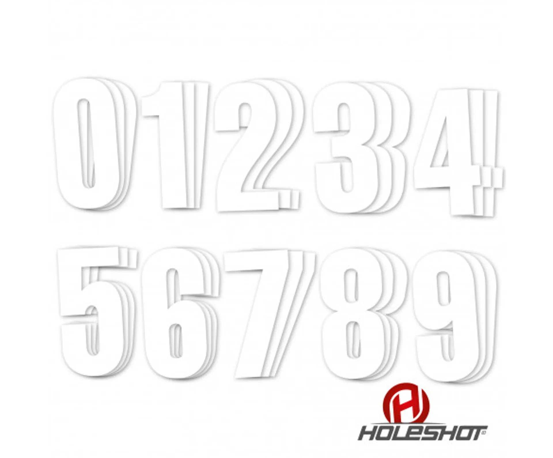 Holeshot numre, enkelte hvid - Holeshot