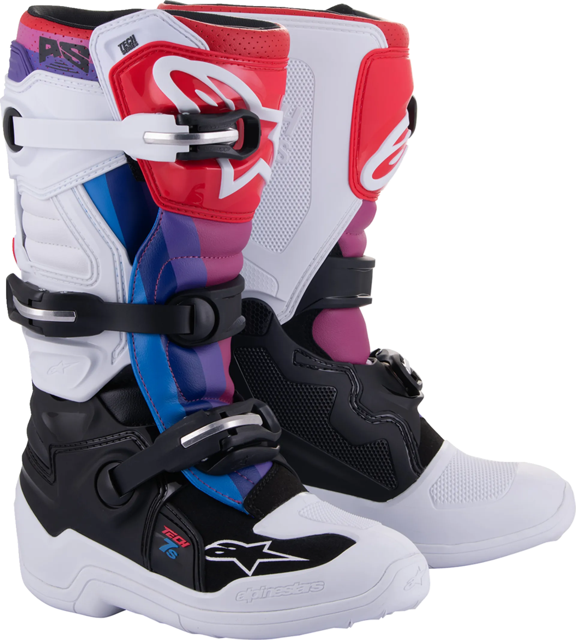 Alpinestars Tech 7s junior - Hvid/Sort/Regnbue - Alpinestars - Motocross Parts