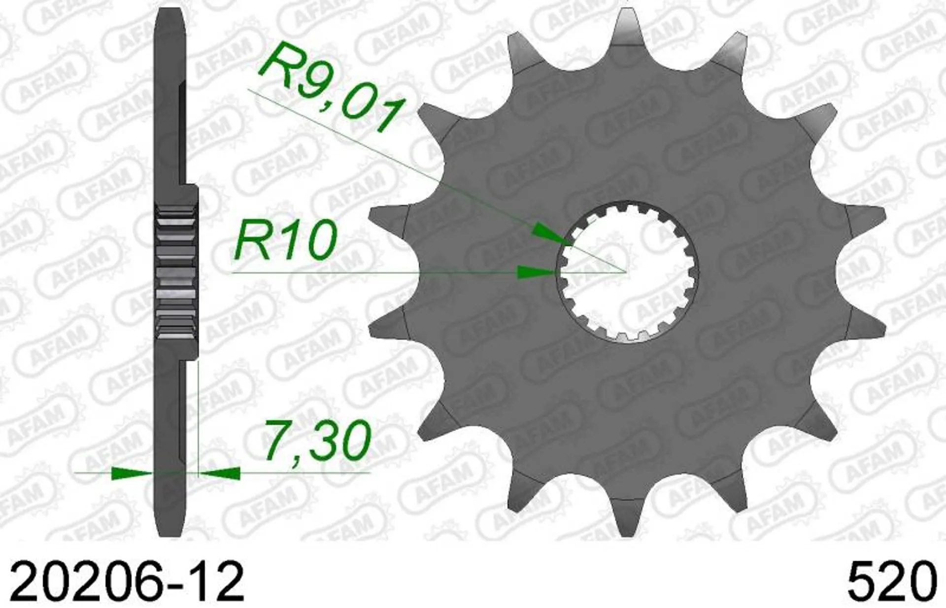 FRONT 12T, 520 - AFAM - Motocross Parts