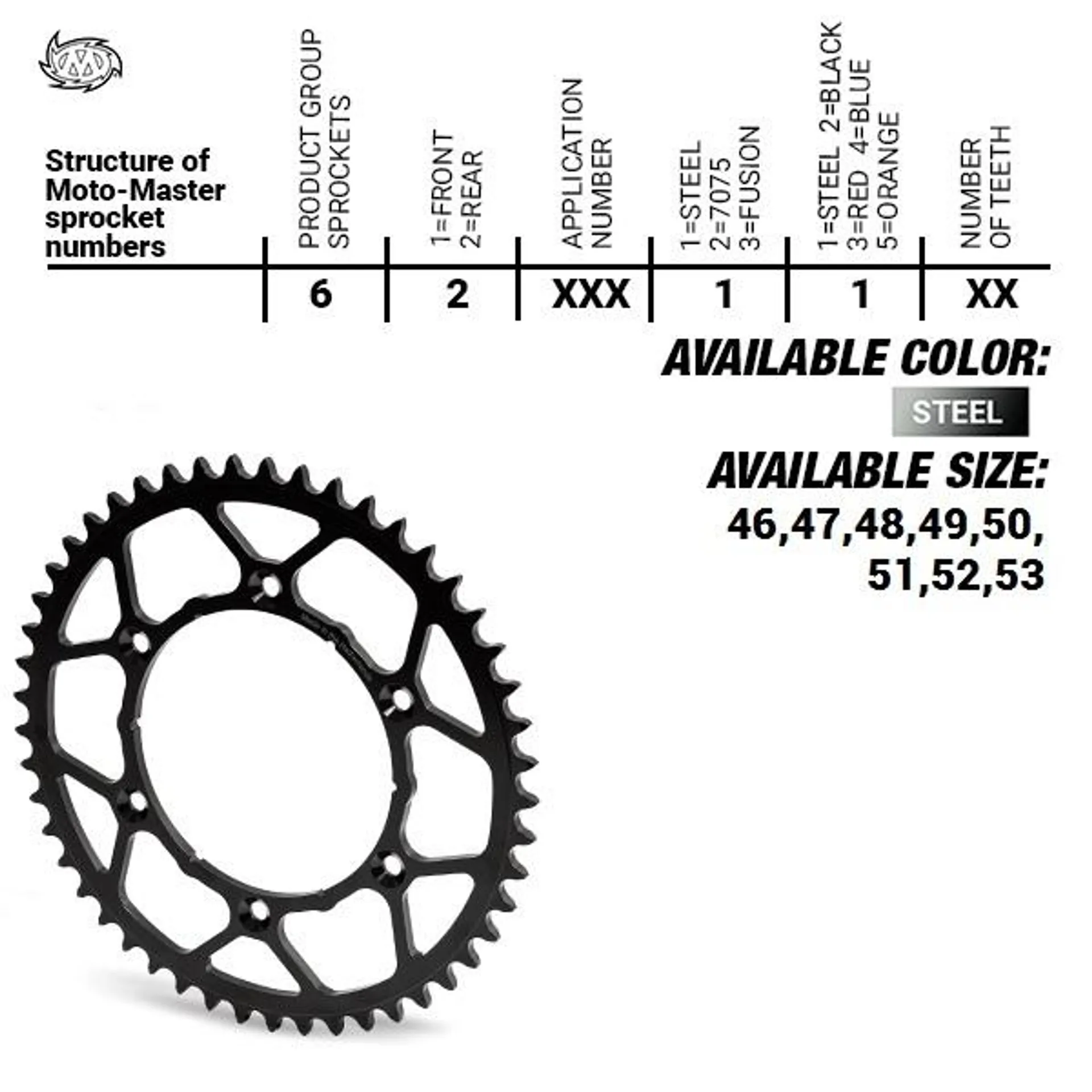 Moto-Master rear sprocket steel black - YZ85 - Moto-Master