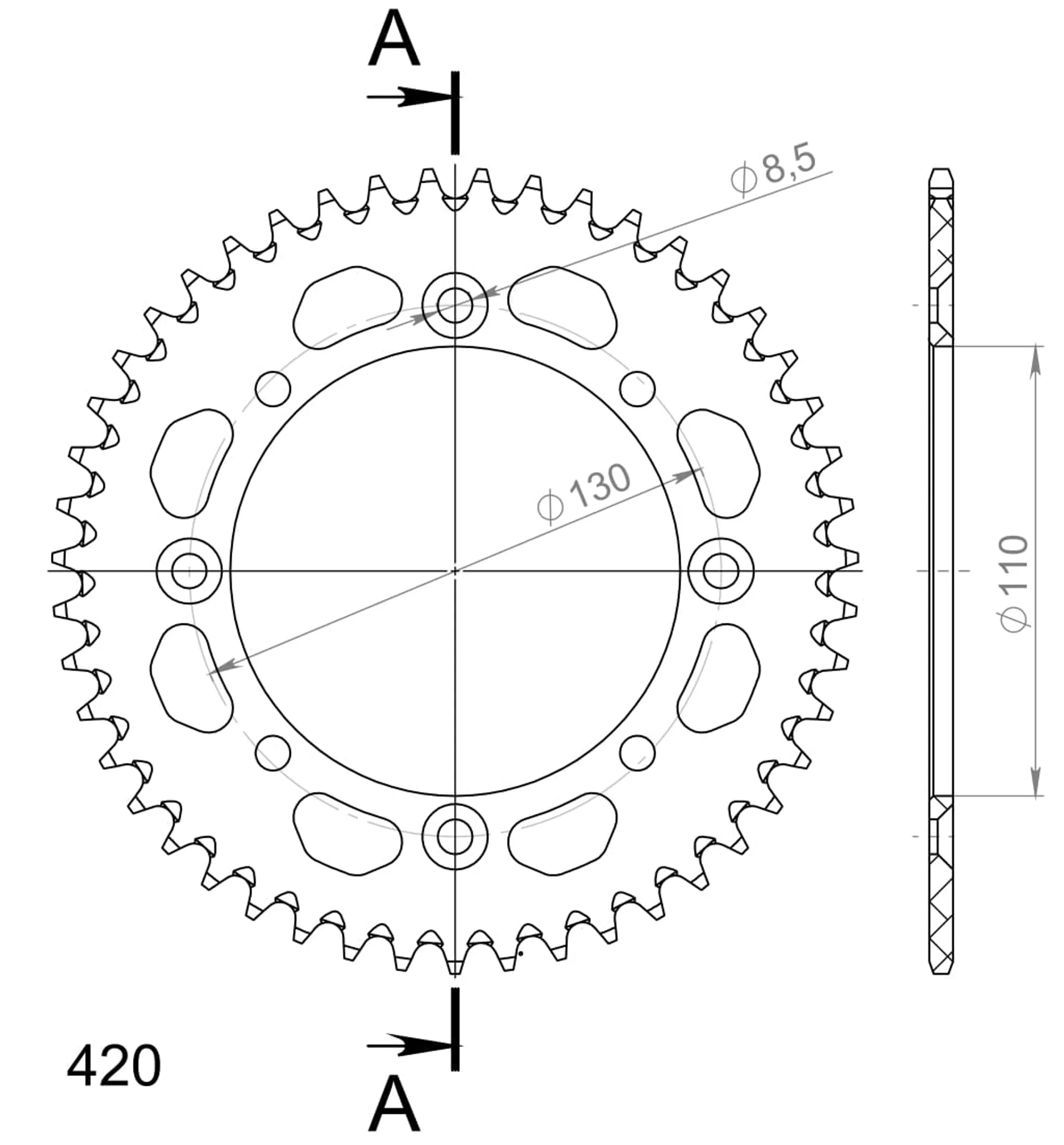 Supersprox Alu Bagtandhjul KA/SU KX65 00-/RM65 03-05 Sort 47 - Supersprox