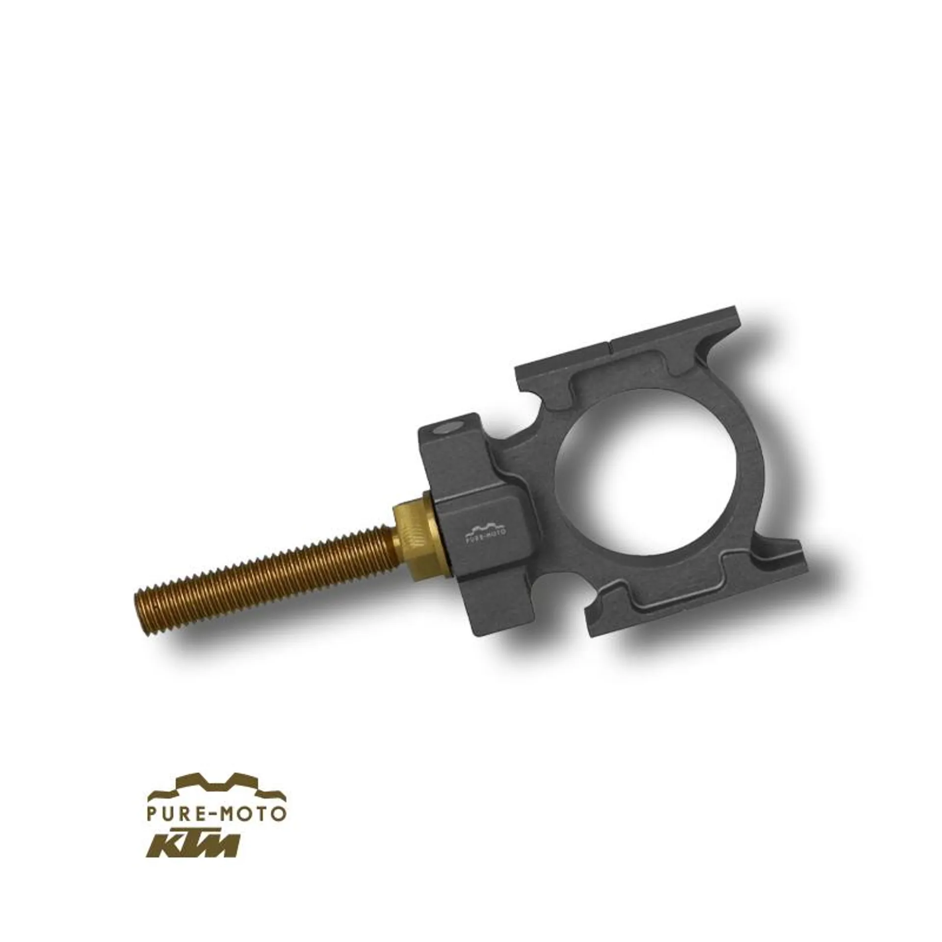 Pure-Moto titanium rear axle with integrated chain tensioner - KTM/HUSQ/GAS GAS GAS - Pure-Moto